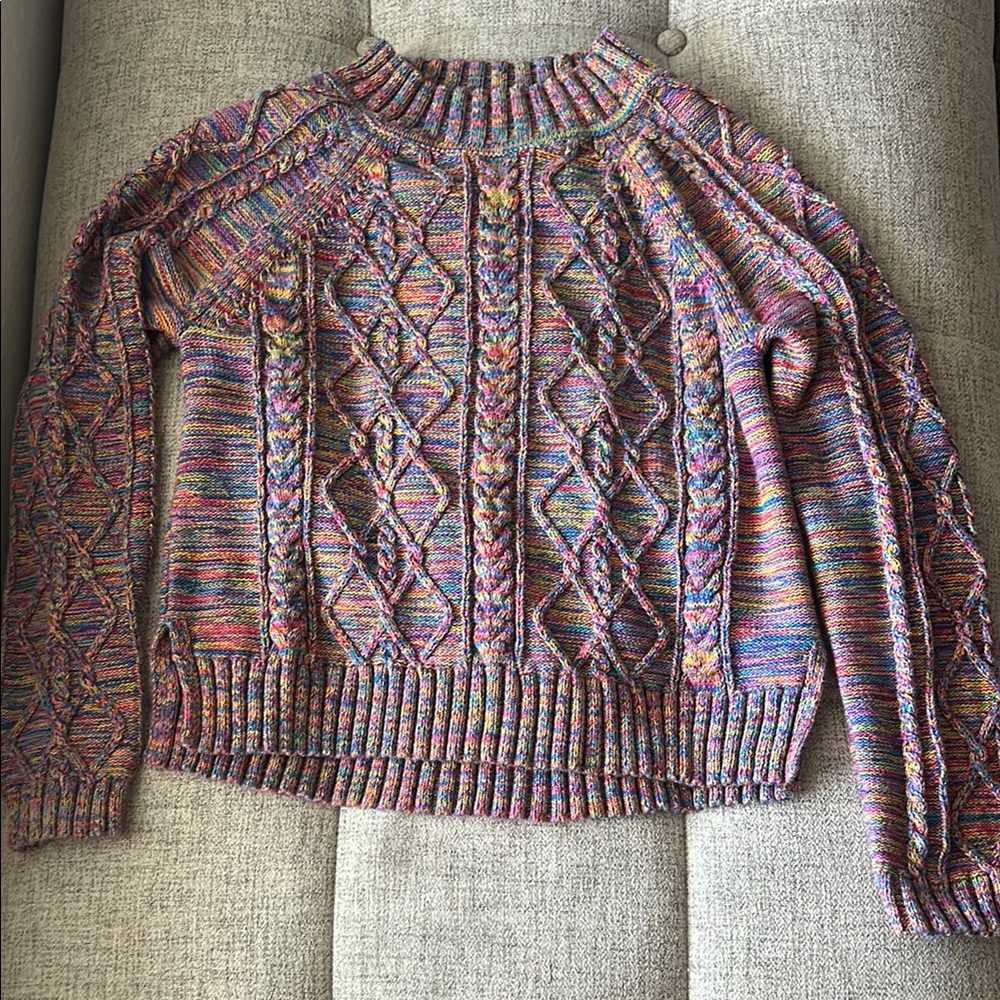Multicolor Cable Knit Sweater